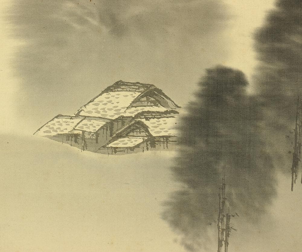 尾竹竹坡 明治11-昭和11 新潟 画家 浮世絵師 掛軸 肉筆 絹本 山水 合箱