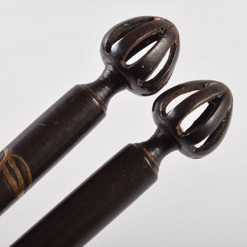 茶道具　寺西宗山作　古鉄　象嵌火箸　共箱　V　9202