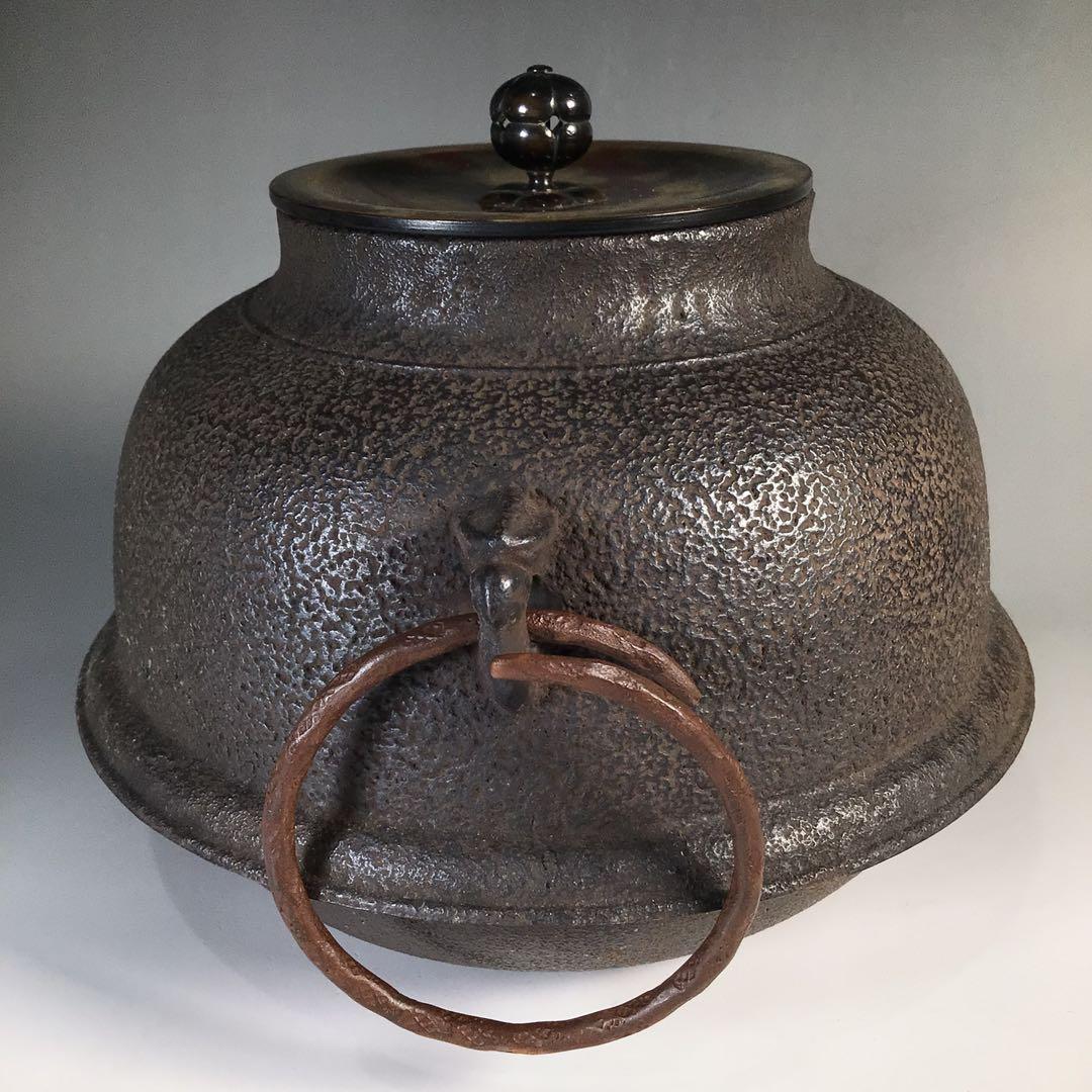 Ｍ６６２　茶釜　『釜師　門脇喜平造』『斑紫銅蓋』『真形釜』　共箱　茶道具