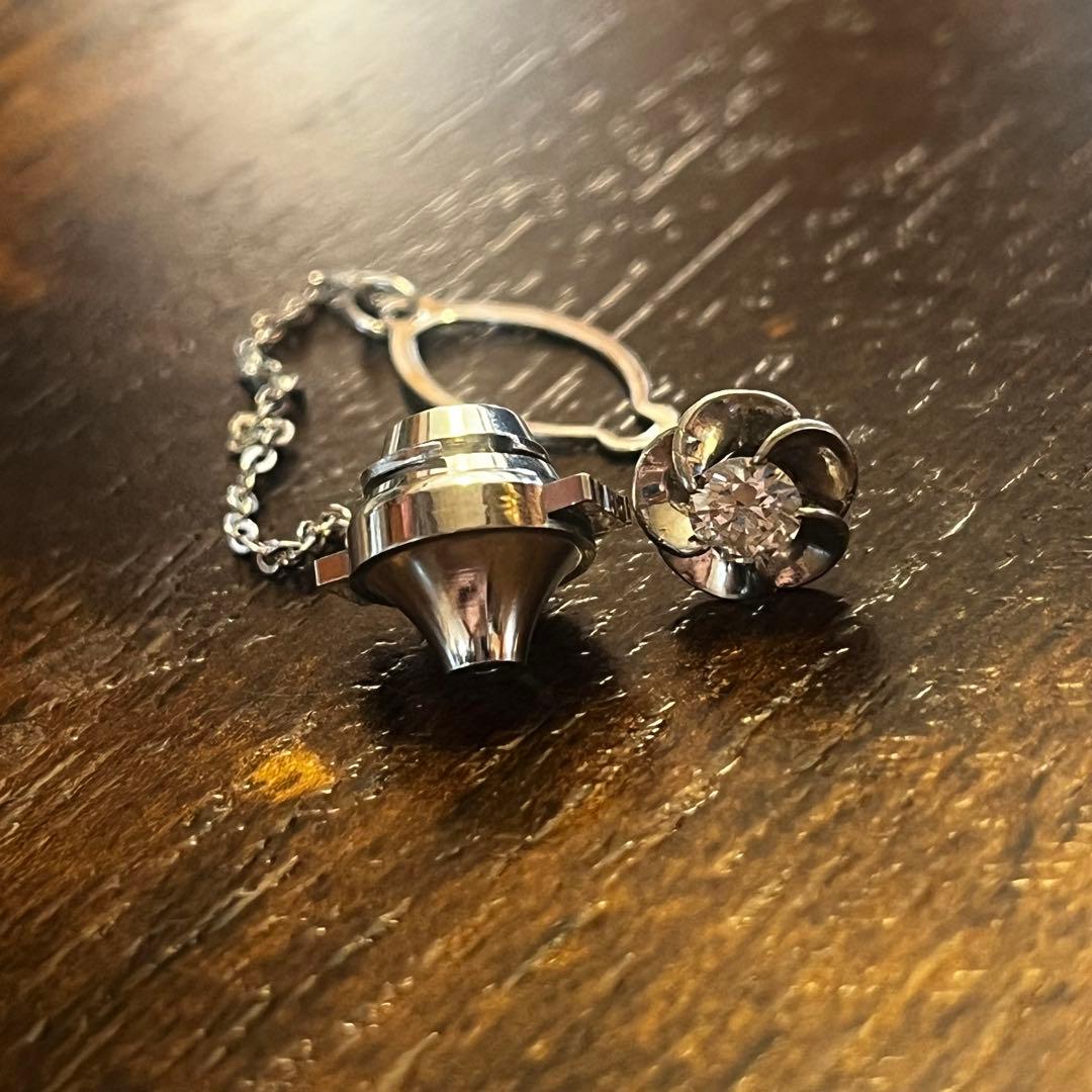 Pt ダイヤモンド ひねり梅 ねじ梅 タイタック ピンブローチ 値下げ依頼可