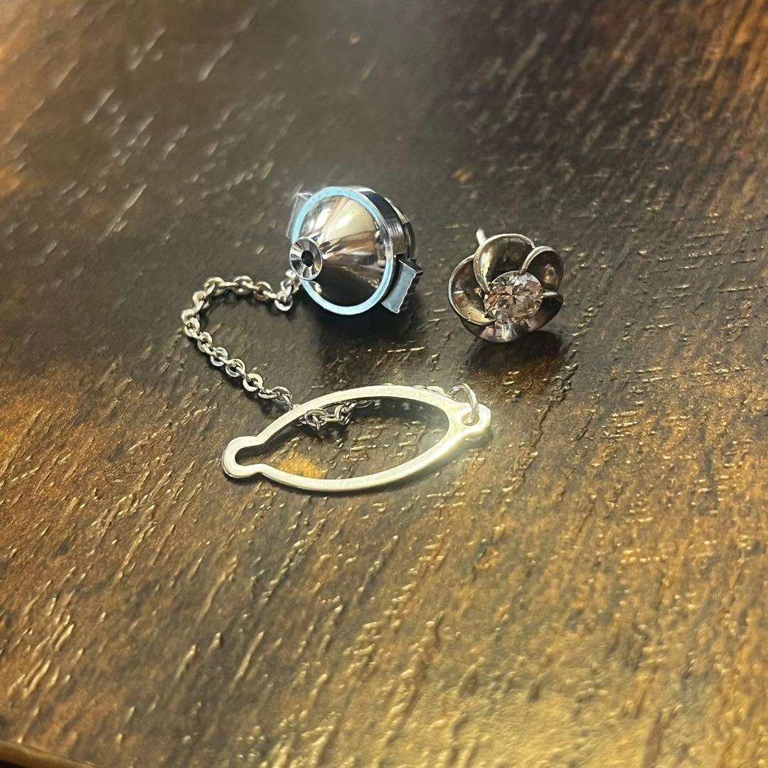 Pt ダイヤモンド ひねり梅 ねじ梅 タイタック ピンブローチ 値下げ依頼可