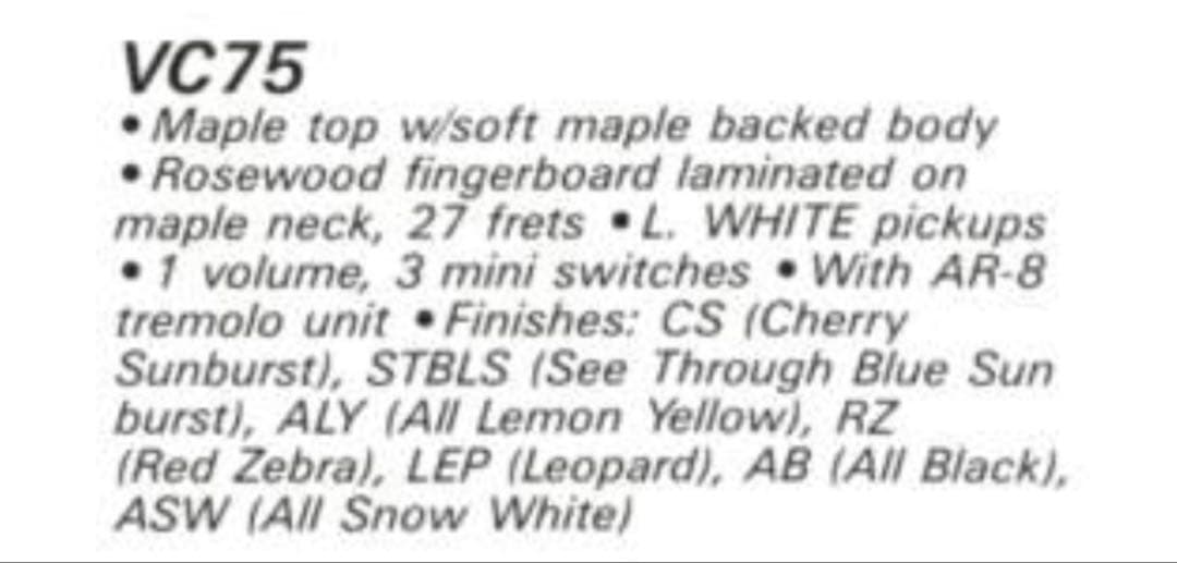 Tokai VC75 Vivian Campbell トーカイ 日本製