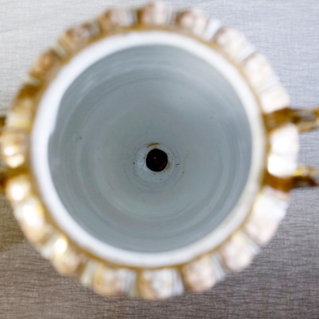 【送料込み】ドレスデン 帆船 壺 蓋付き 飾り壺 コバルト 金彩 ②