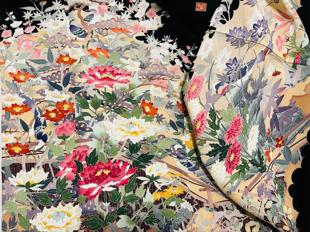 最高級本加賀友禅手書き技術者西川健一作品 本金箔高級袋帯23点完全フルセット