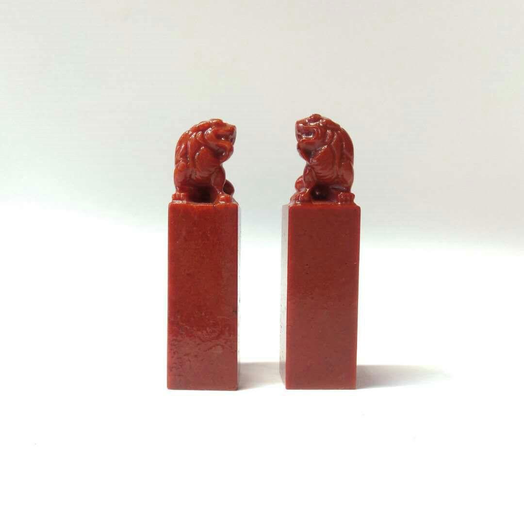 希少天然鶏血石 印章 篆刻 2枚印材