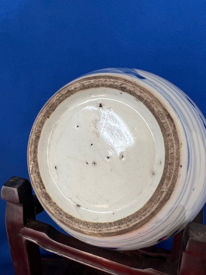 中国古美術　清時代染付け壺/水指　文房具 BL2-88-0