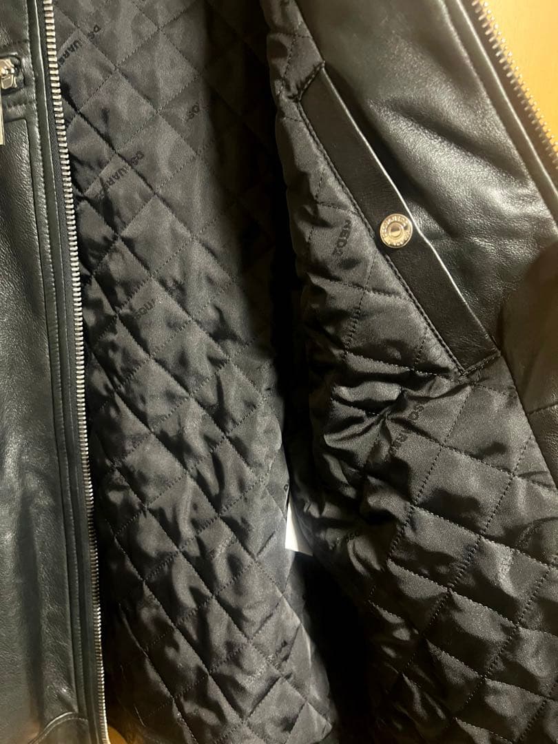 DSQUARED2 レザーシングルライダースジャケット 50