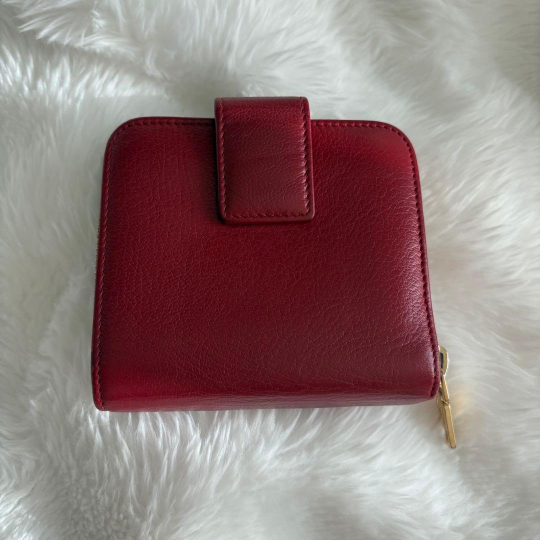 YSL イブサンローラン 赤 レザー 2つ折り財布