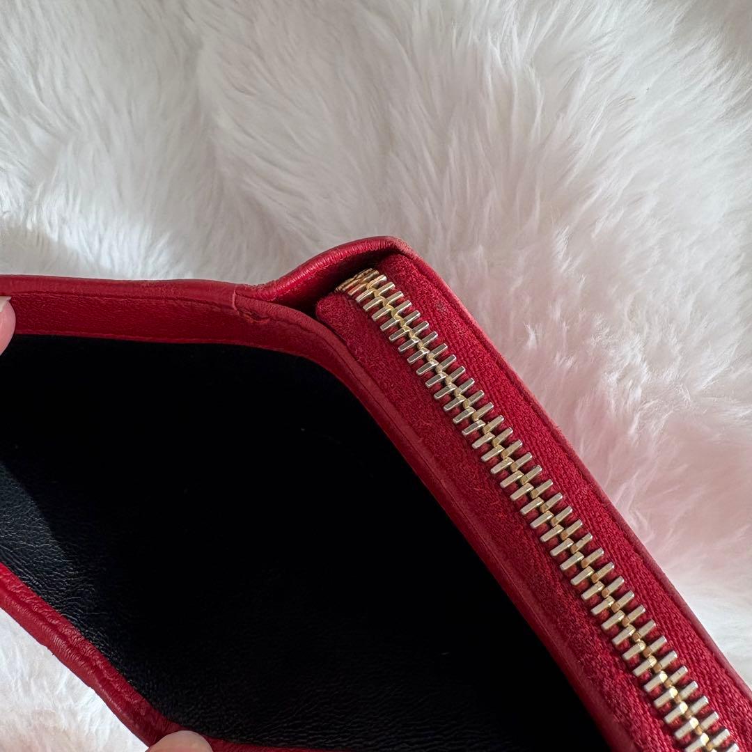 YSL イブサンローラン 赤 レザー 2つ折り財布