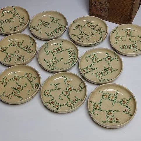 22-382古清水(粟田焼)の美山窯　小皿10客