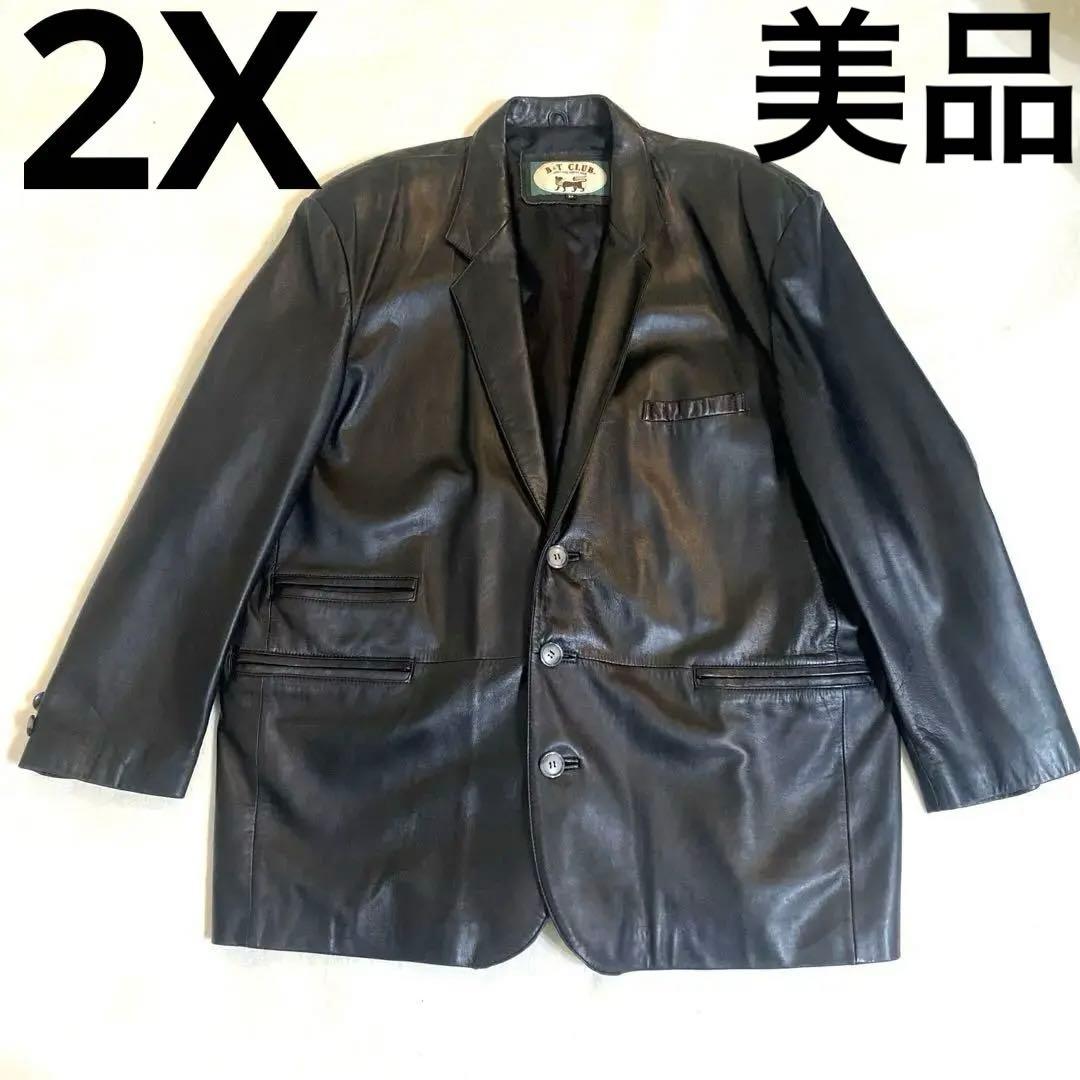 【美品】大きいサイズ　B &T CLUB ラムレザー　羊革　ジャケット　コート