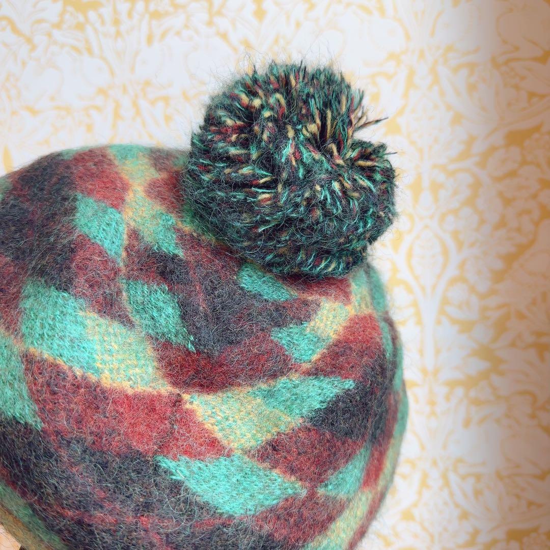 廃盤新品Vivienne Westwood ウールベレー帽　ポンポン付　グリーン