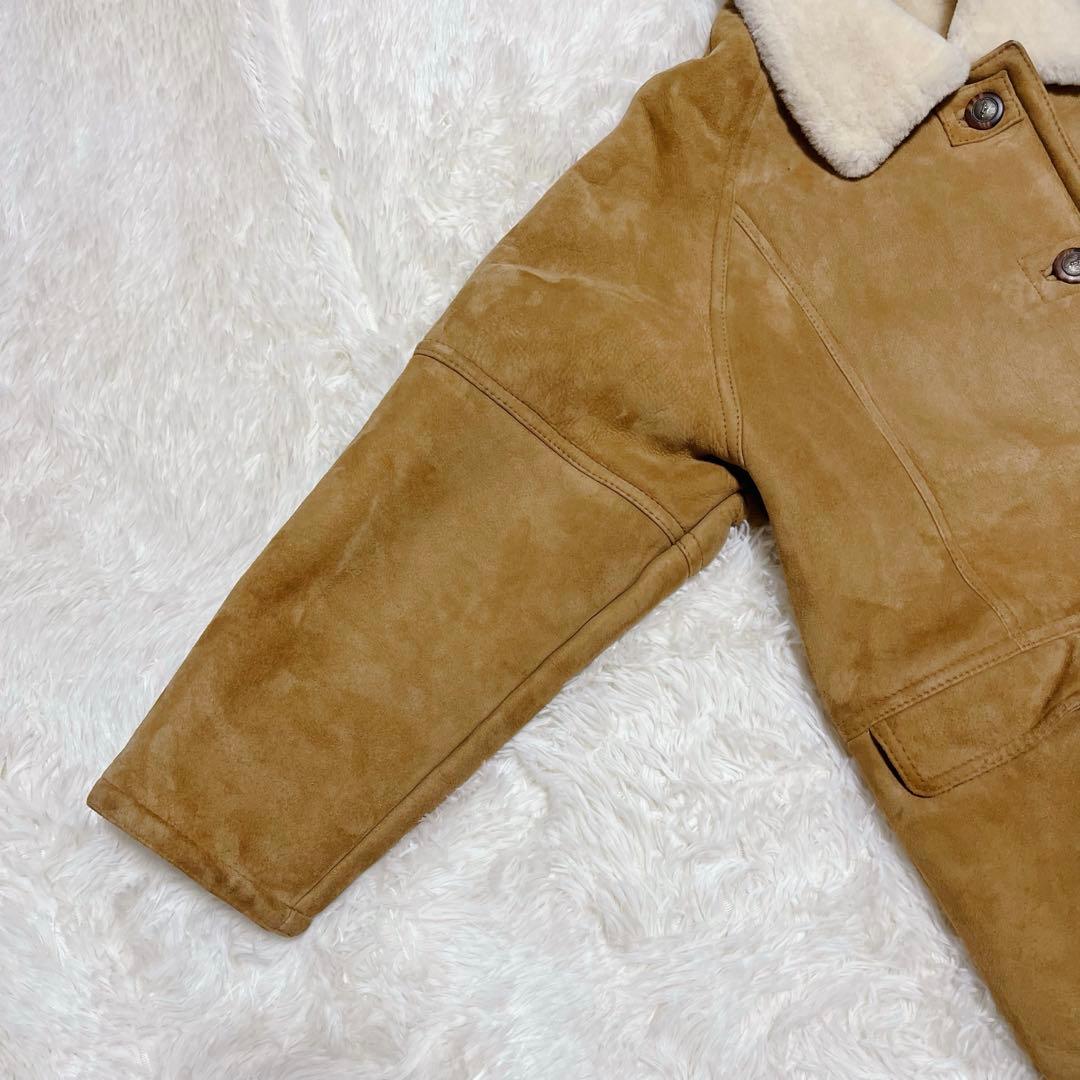 ムートンコート　リアルレザー　ウール裏地　キャメルカラー　サイズFREE