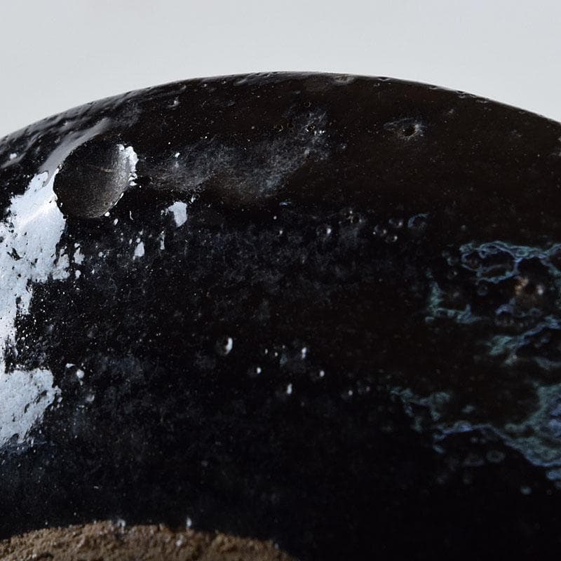 和食器　楽吉左衛門　黒楽平茶碗　高台平皿　2種10客　時代箱　V　R9525