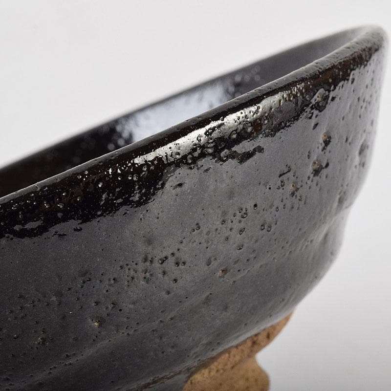 和食器　楽吉左衛門　黒楽平茶碗　高台平皿　2種10客　時代箱　V　R9525