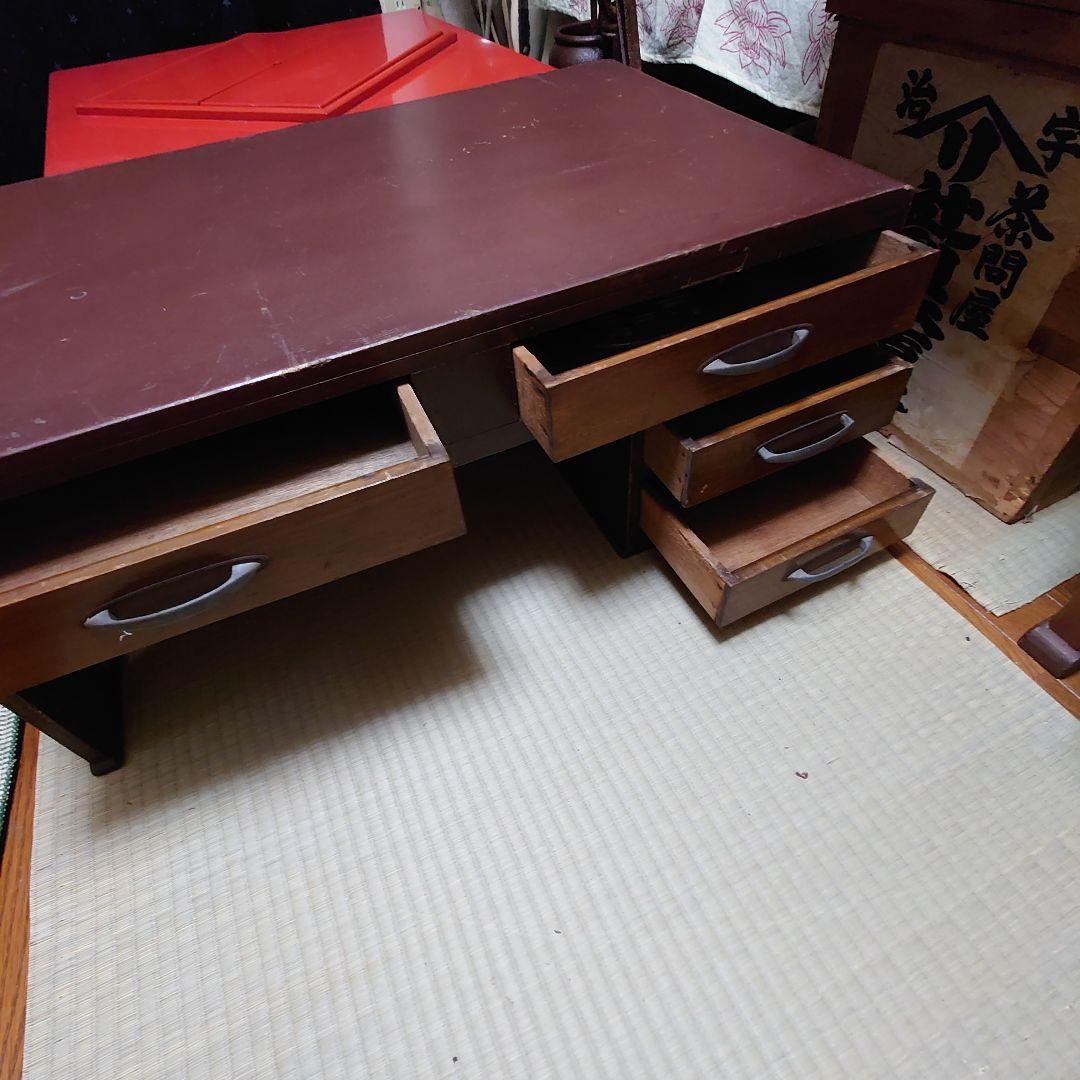 週末特価！文机 片袖4引き出し　ちゃぶ台　書斎机　昭和レトロ