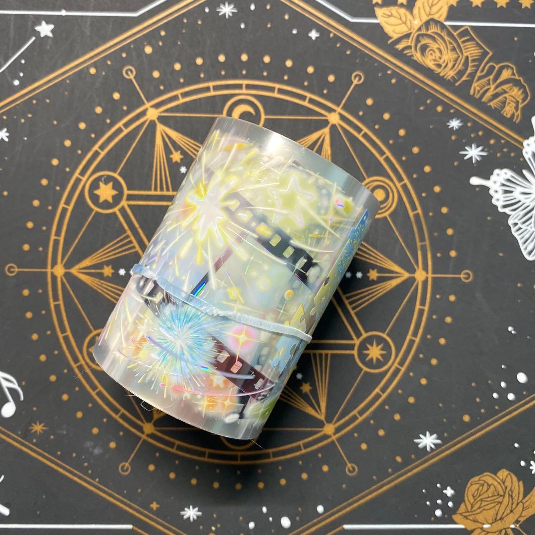 【9287】海外　マステ　中古巻　貝殻光マスキングテープ　半透明　花火　装飾系