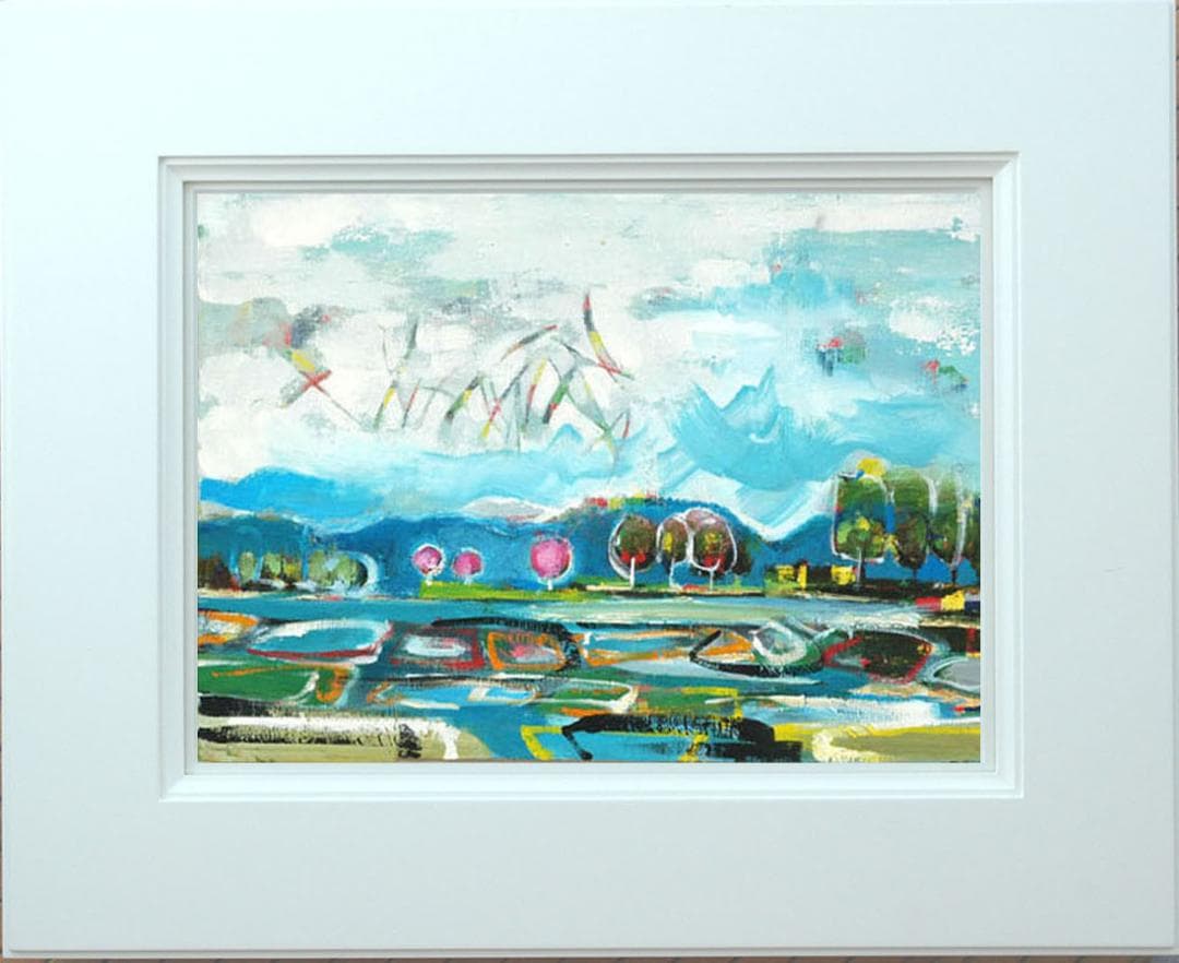 油絵 菅家令子 絵 絵画 インテリア 額付(白) uF6-063003 田園風景