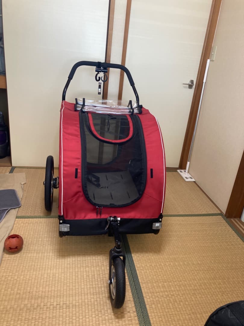 犬用ペットカート 赤 メッシュ窓付き