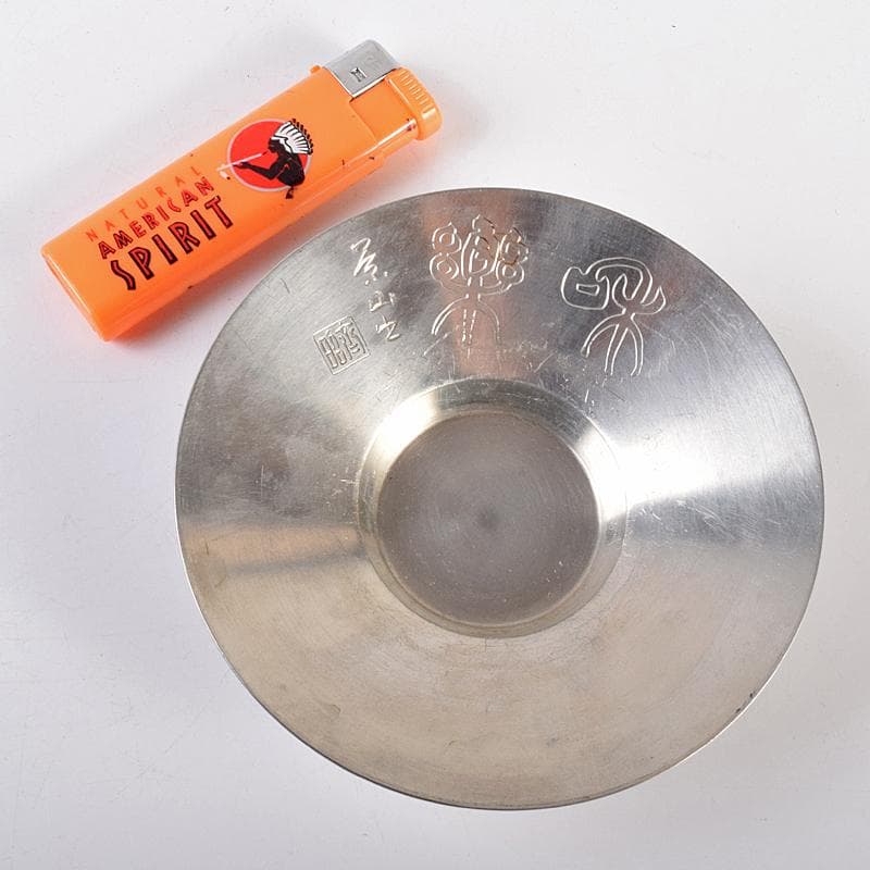 煎茶道具　平安　英青堂造　純錫園式茶托　五客　合計約588g　共箱　MR7702