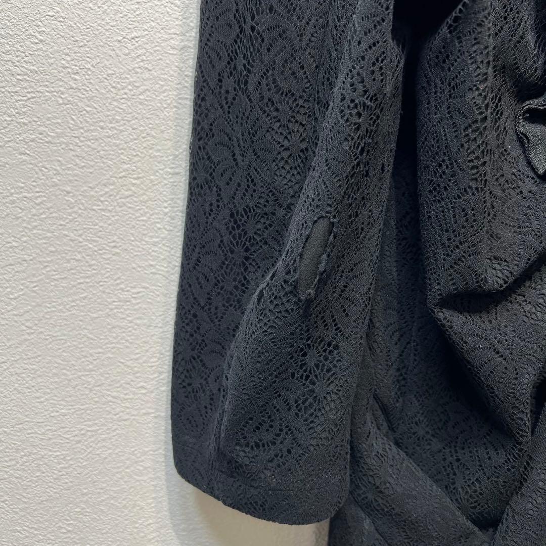 希少 11年製 コムデギャルソン 上質 総柄 変形 レース ステンカラーコート