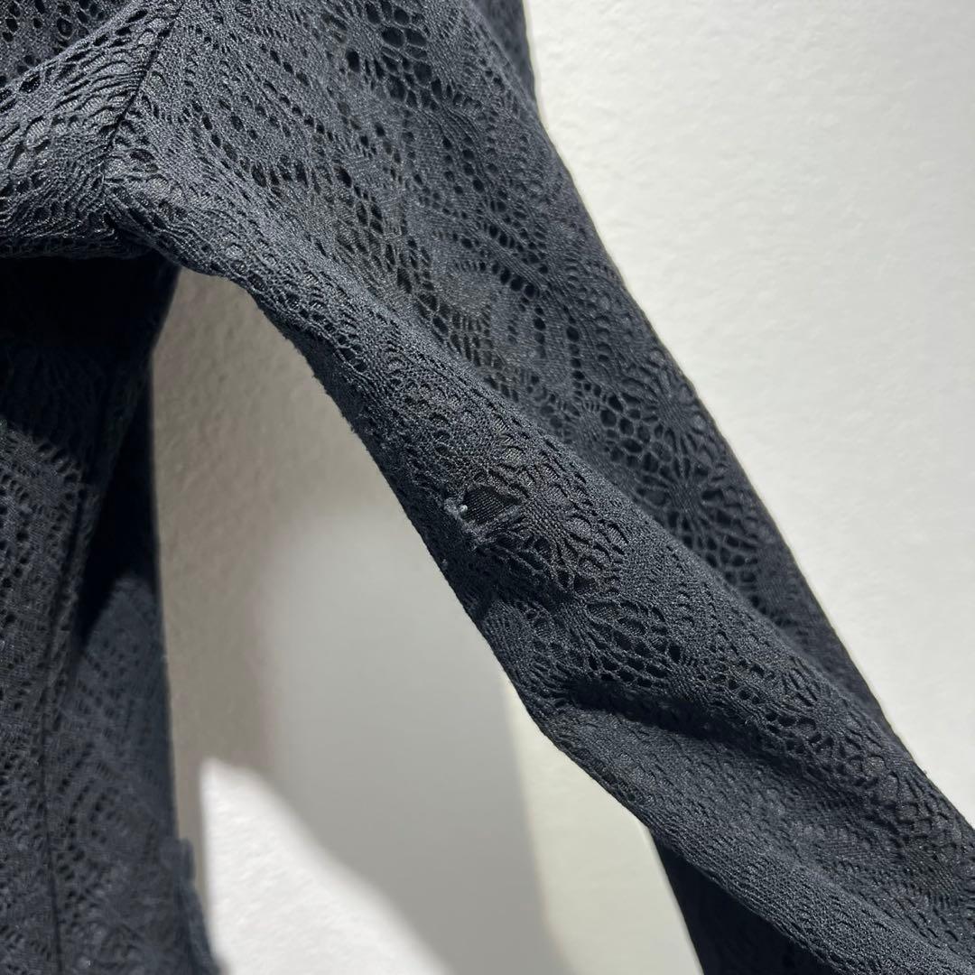 希少 11年製 コムデギャルソン 上質 総柄 変形 レース ステンカラーコート