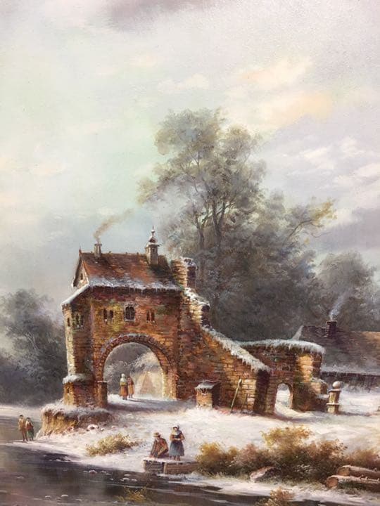 油絵  手描き 作品肉筆画 スーパーロング超大型サイズ油絵手がき