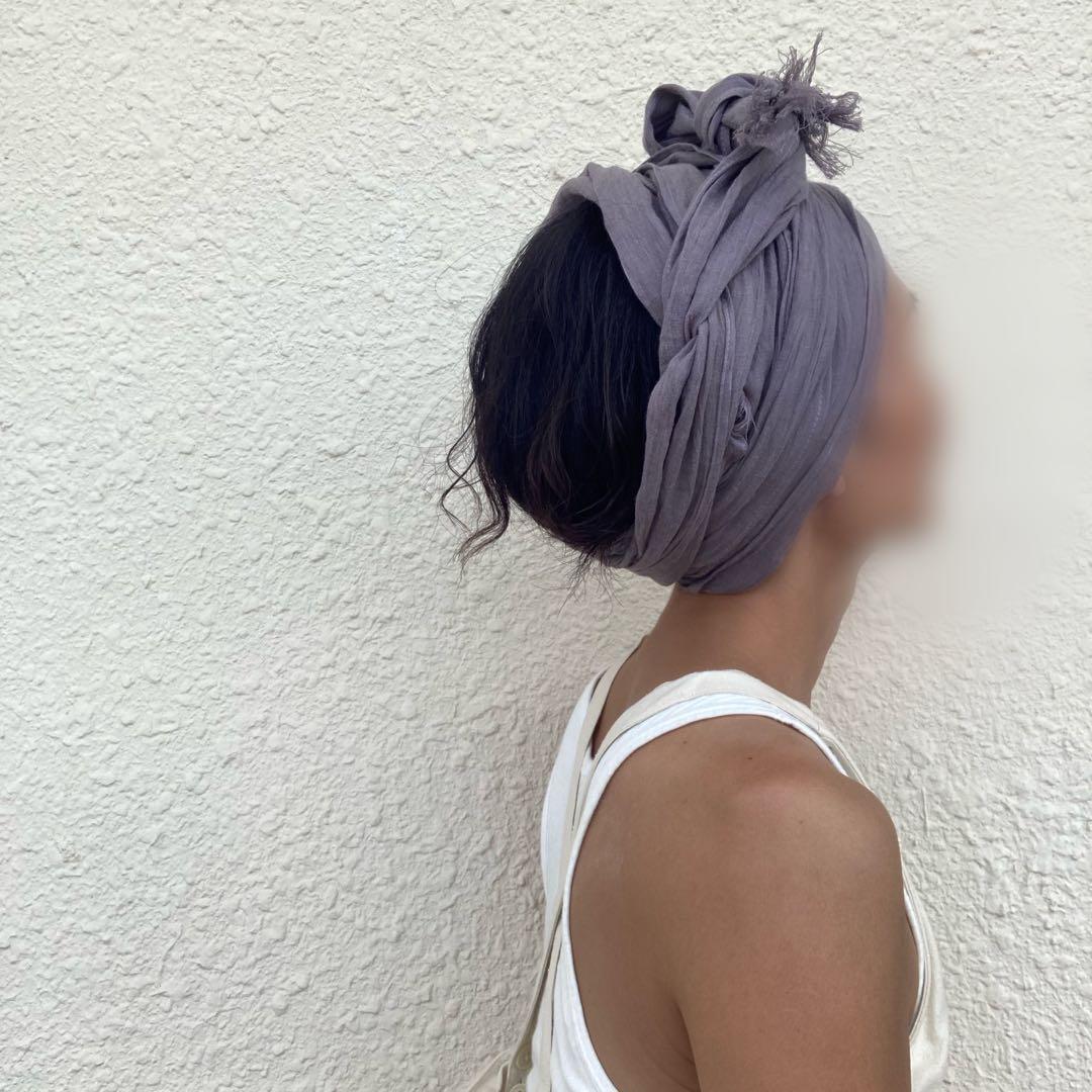 リネンガーゼ　アレンジロングリボン　ターバン