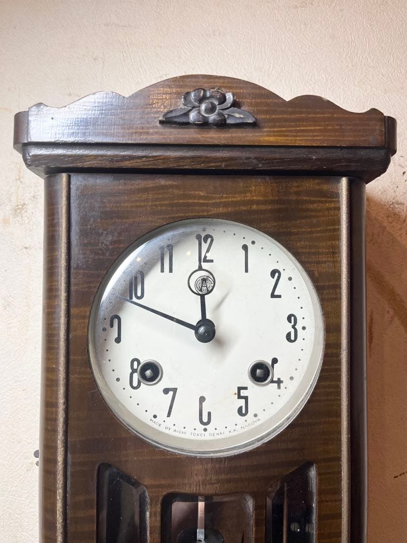 愛知時計　ミニミニ　柱時計　古時計　振り子　レトロ　ゼンマイ　ボンボン　精工舎