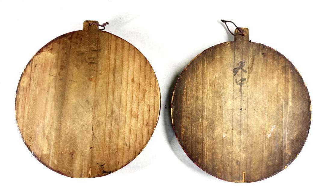 明時代 黒漆描金花鳥文掛屏 対 直径約15cm 伝世品焼物 歴史 WWWT001