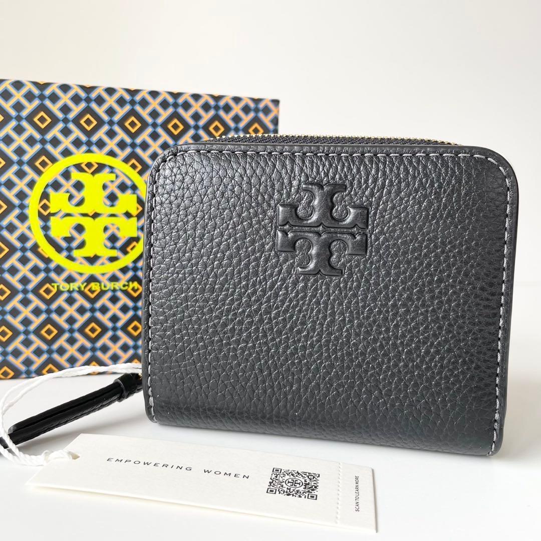 【新品】TORY BURCH 新作 ティア THEA 二つ折り財布 黒 本革