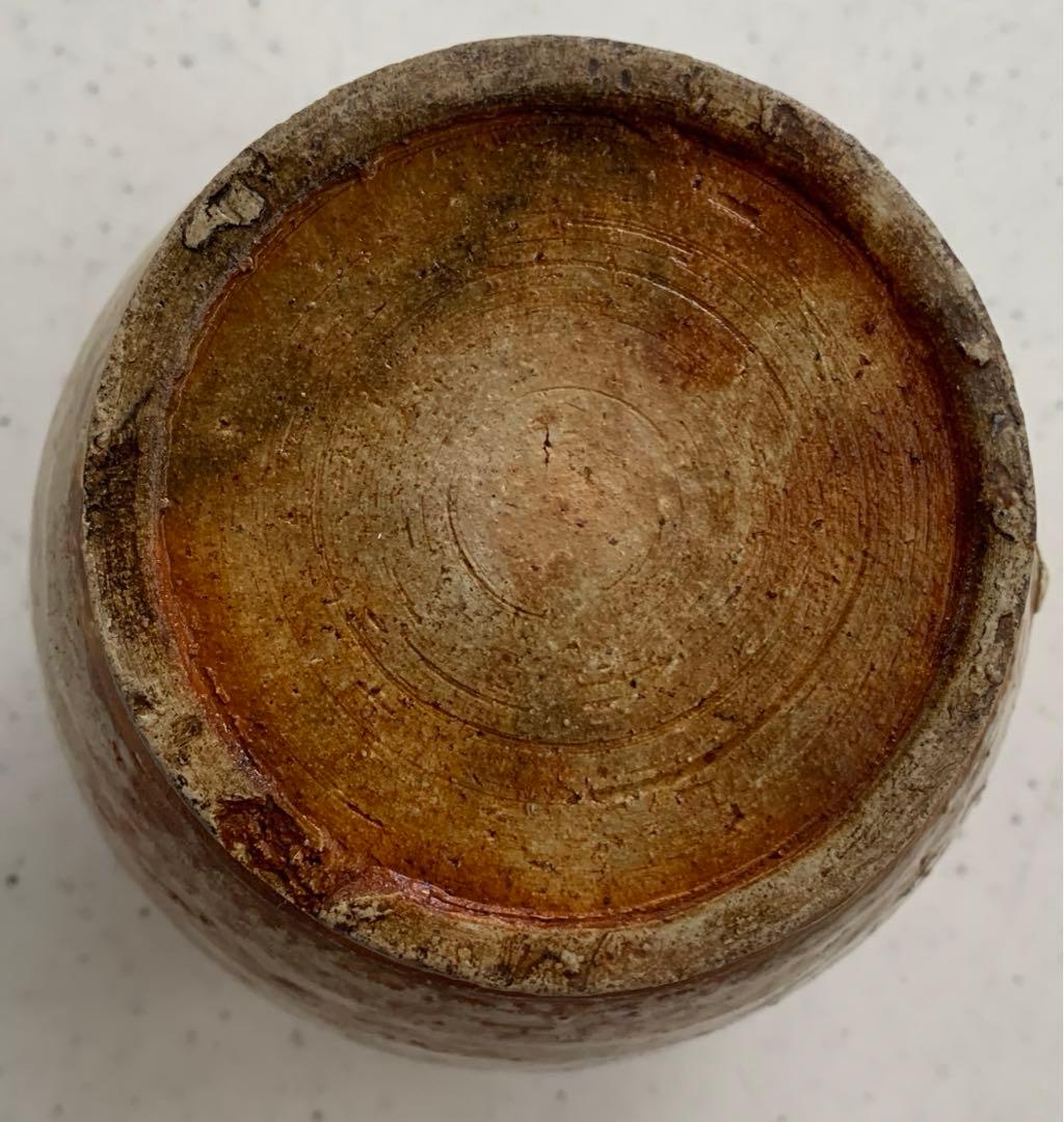 瀬戸焼　お歯黒壺　高台　双耳　アンティーク