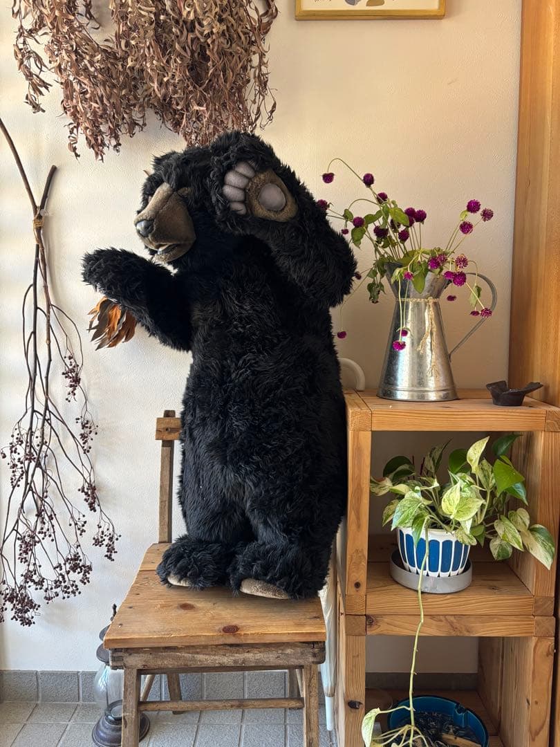 希少 HANSA 大型 黒クマ ぬいぐるみ リアルアニマル