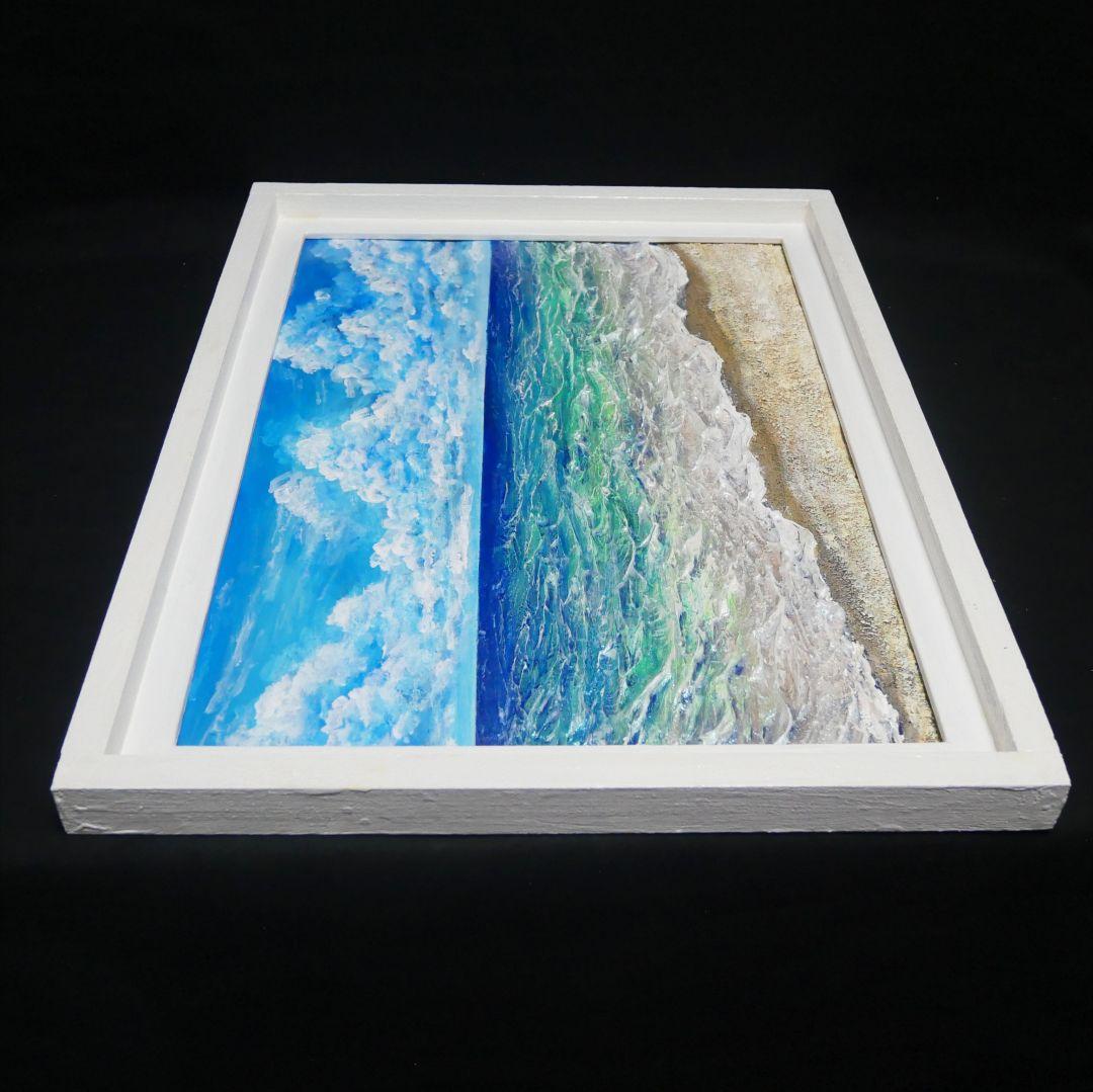 油絵 油彩 油彩画 絵 絵画【夏の砂浜の海】