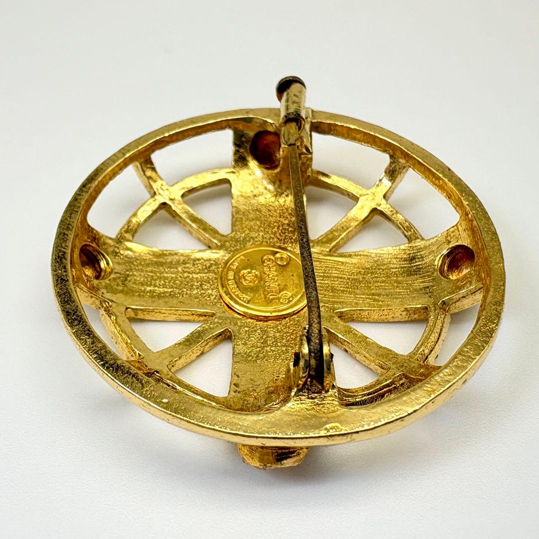 CHANEL シャネル ブローチ クロス ロゴ ヴィンテージ ゴールド