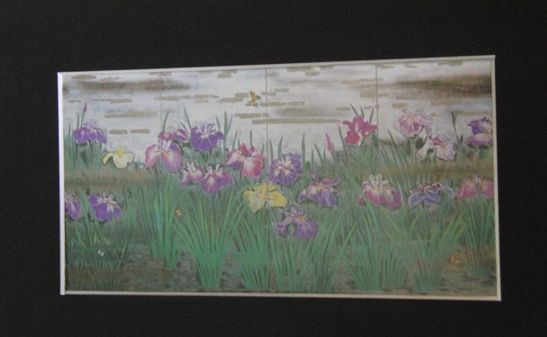 小宮山俊、【華宴（菖蒲）】、希少な額装用画集より、新品額装付、状態良好