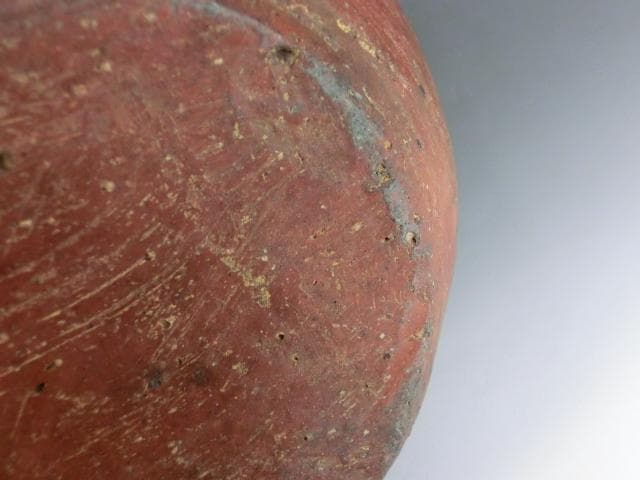 壷●飴釉の丸壷 古備前 古い広口花瓶 古壺 花瓶 花器 置物 時代物 骨董品■