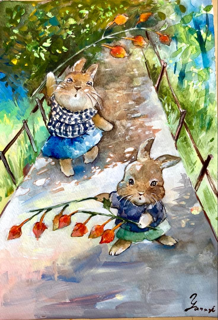 水彩画 原画 帰り道