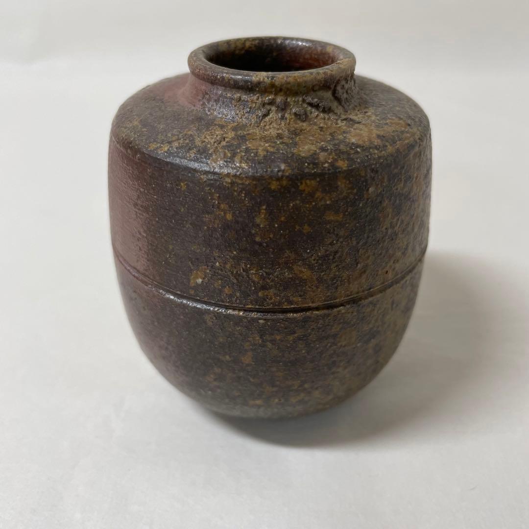 D23 備前焼　矢部篤郎作　スペア仕覆付き茶入　共箱