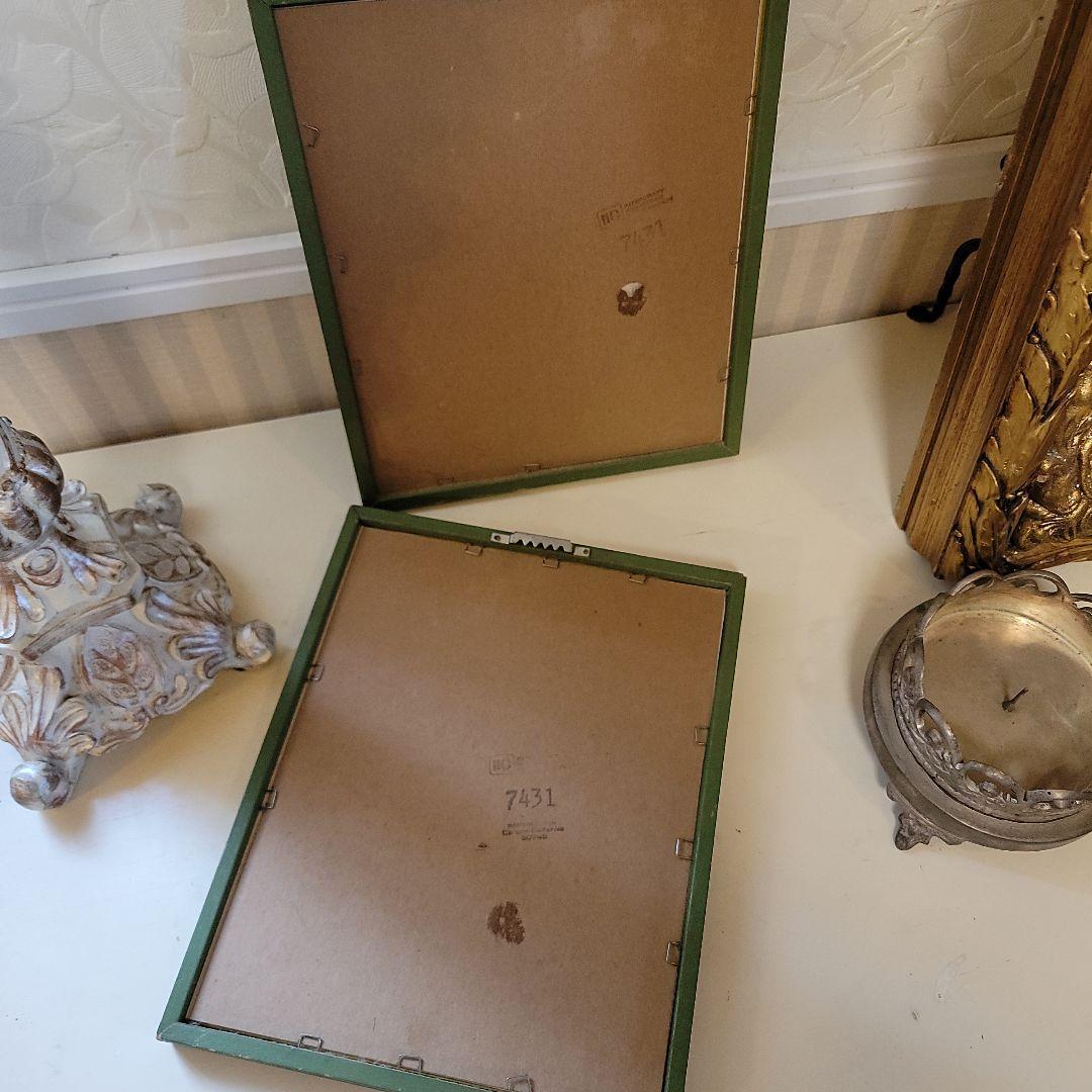 アメリカンアンティーク　額入りアート　壁掛けプリント額