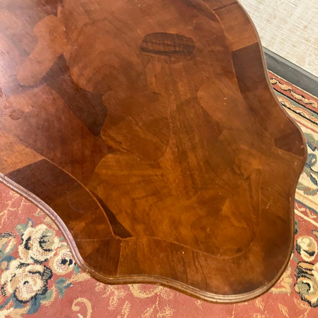 イタリアアンティーク 猫脚 木製象嵌センターテーブル サイドテーブル クラシック