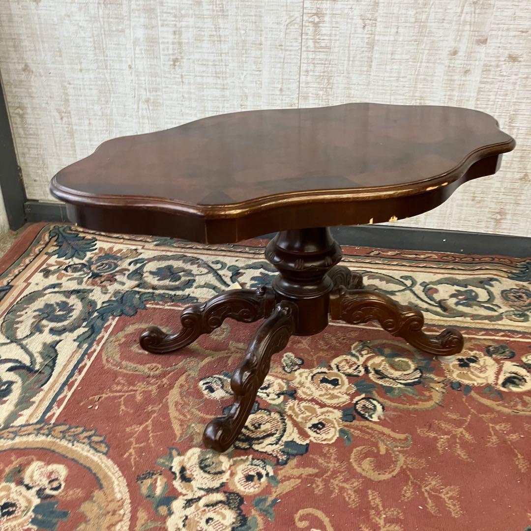 イタリアアンティーク 猫脚 木製象嵌センターテーブル サイドテーブル クラシック