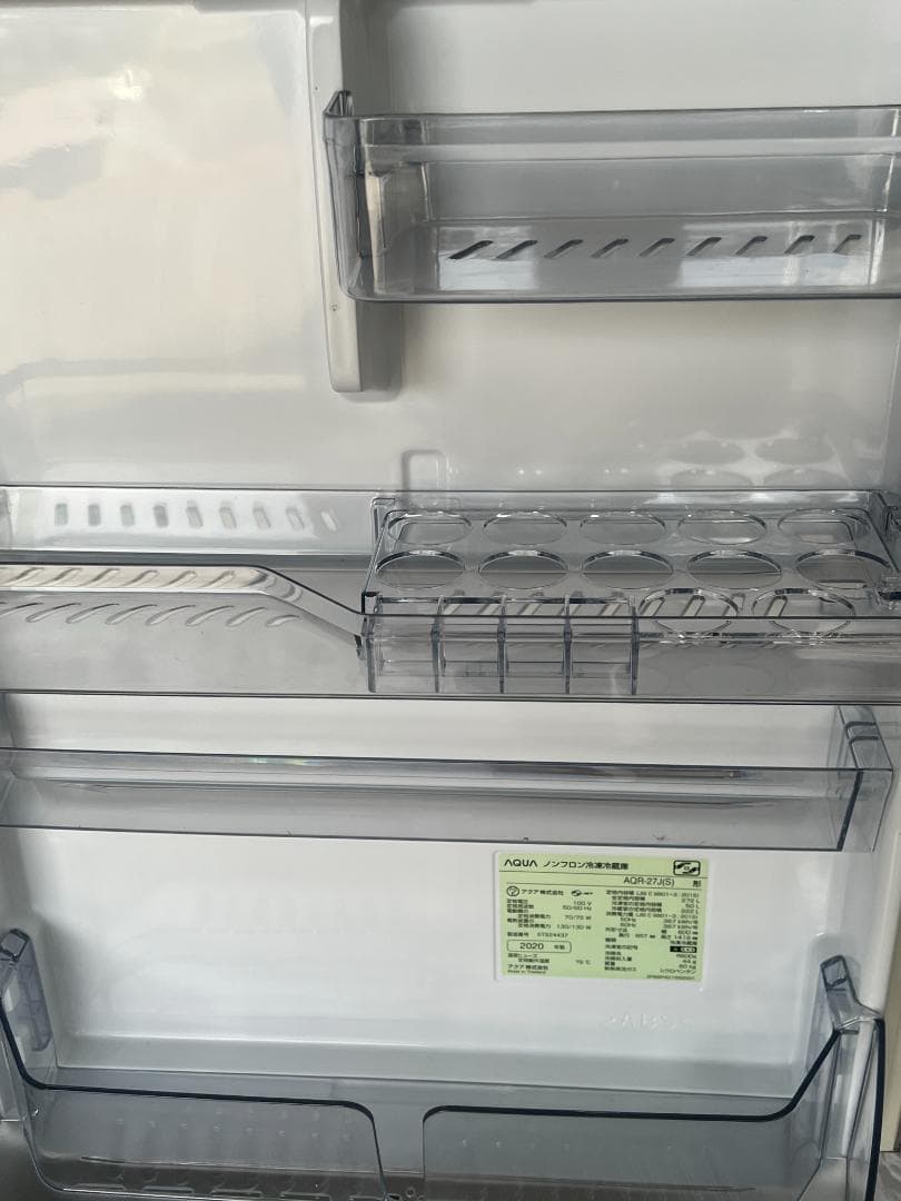 AQUA 2020年 272L 3ドア冷 蔵庫　AQR-27J(W)アクア