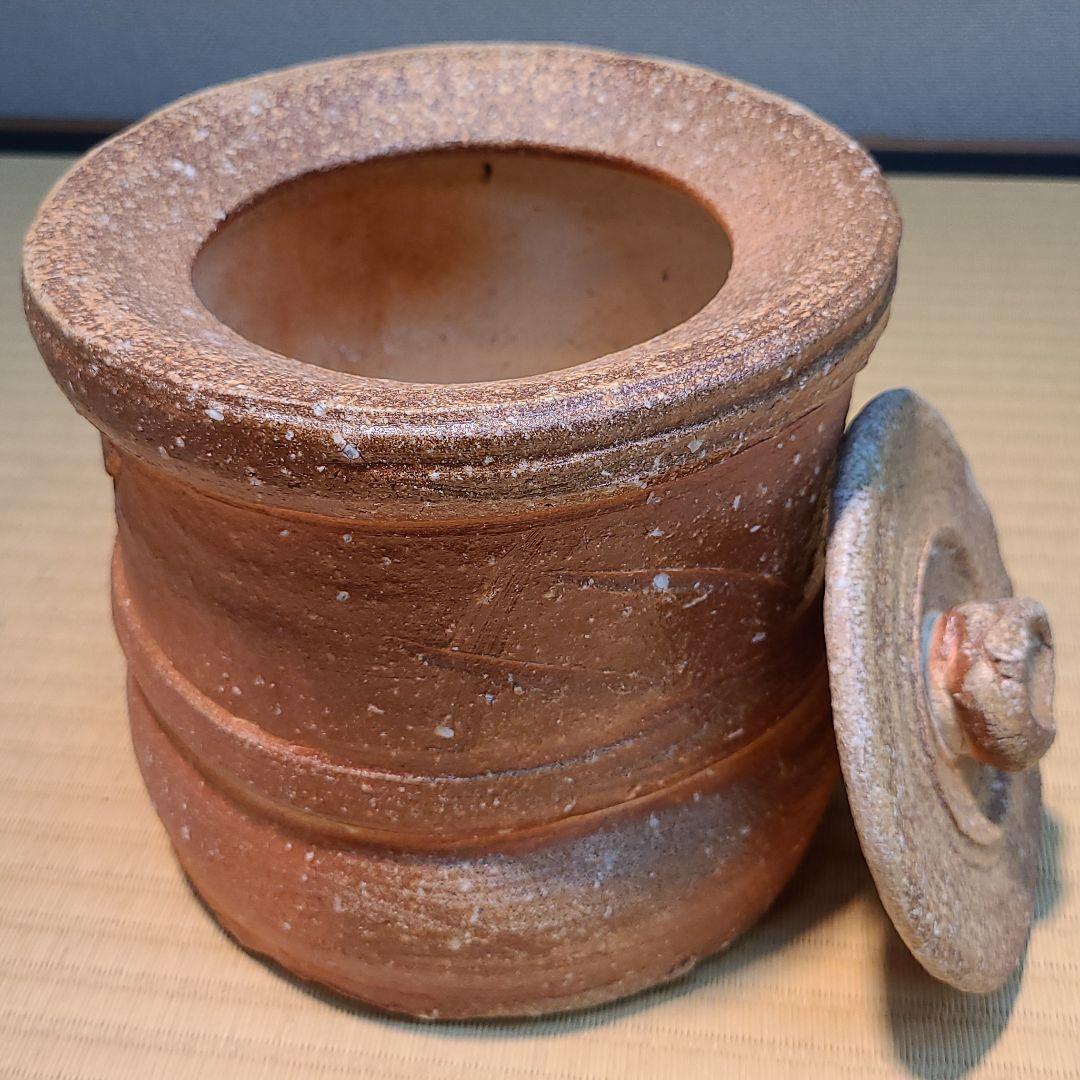 信楽焼 上田直方作 水指 高さ6寸（約18cm） 共箱 本物保証