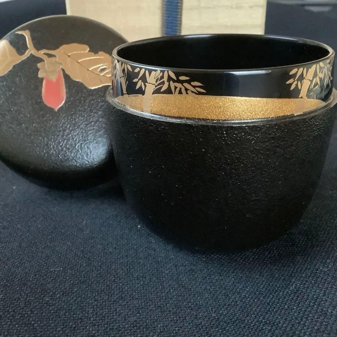 【茶道具】棗　筆柿蒔絵　乾漆 新井宗賀作 茶道