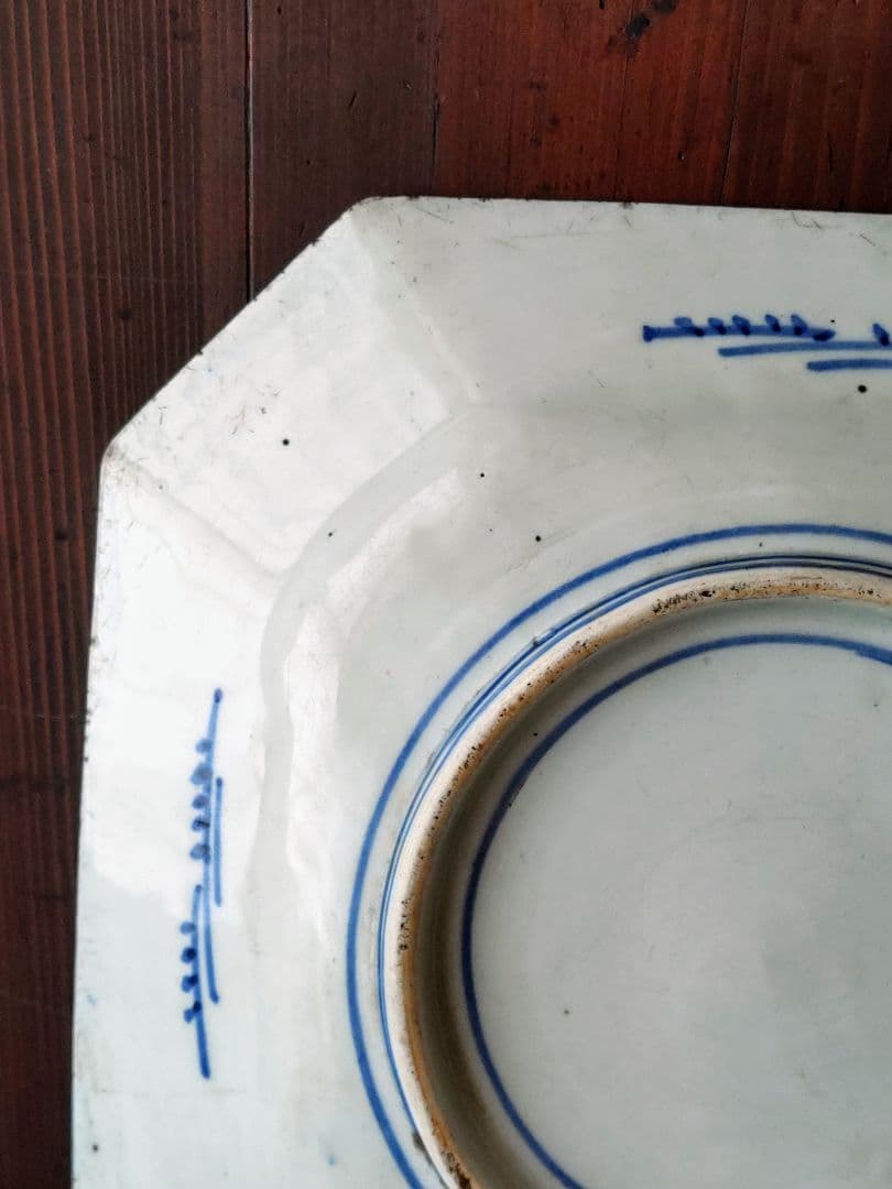 100年前の角皿　山水図　銅版転写　明治時代