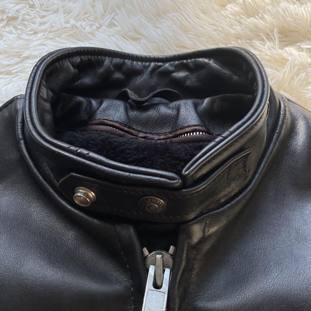 人気✨schou 641 レザージャケット　シングルライダース　38 ブラック