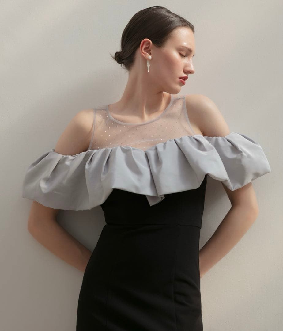 LEJA LUXE 2WAYストーンペプラムビスチェマーメイドドレスワンピース