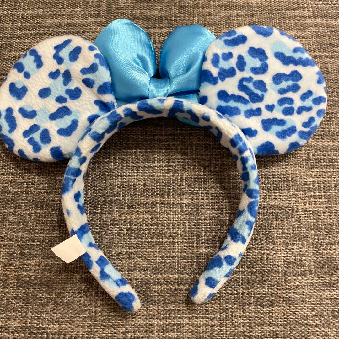 【最終値下げ！】ディズニー　カチューシャ ヒョウ柄　ブルー リボン ミニー