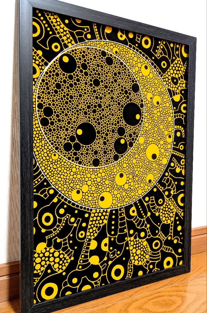 A3額付き　アート　オリジナルアート　絵画　原画　アクリル画　抽象画　インテリア